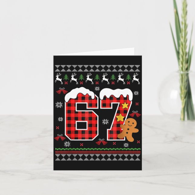 Funny 67 Christmas Ugly Pajamas Six Seven Meme Bra Card (Front)