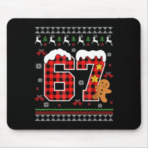 Funny 67 Christmas Ugly Pajamas Six Seven Meme Bra Mouse Pad