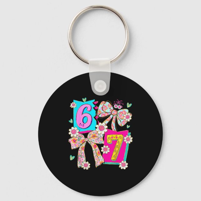 Funny 67 Coquette Bow Design For Girly Aesthetic L Key Ring (Front)