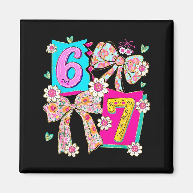 Funny 67 Coquette Bow Design For Girly Aesthetic L Magnet (Front)