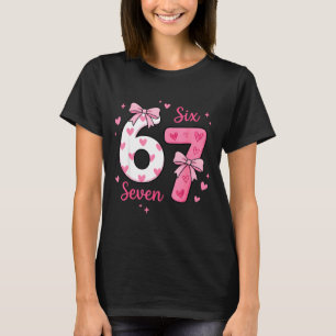 Funny 67 Cute Six Seven Meme Nk Hearts Bow Valenti T-Shirt