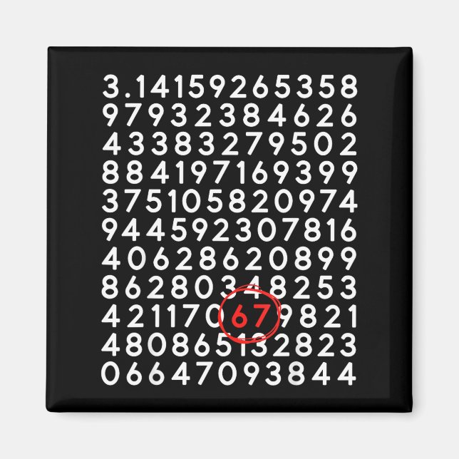 Funny 67 day 3.14 number six seven meme math magnet (Front)