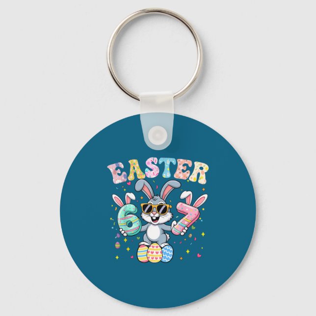 Funny 67 easter bunny 67 six seven meme men boys key ring (Front)