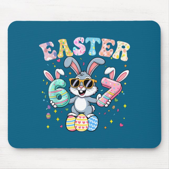 Funny 67 easter bunny 67 six seven meme men boys mouse pad (Front)
