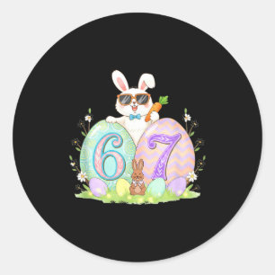 Funny 67 easter meme funny six seven easter egg classic round sticker