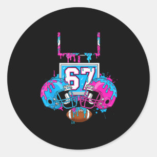 Funny 67 Football Ice Cream Drip 67th Srts Men &am Classic Round Sticker