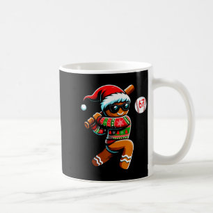 Funny 67 Gingerbread Man Playing Baseball Christma Coffee Mug