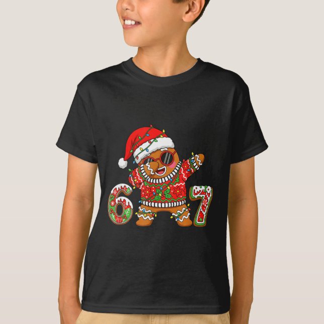 Funny 67 Gingerbread Six Seven Ice Cream Drip Chri T-Shirt (Front)