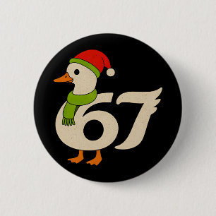 Funny 67 Goose Christmas 6 7 Meme Duck Santa Hat F Cm Round Badge