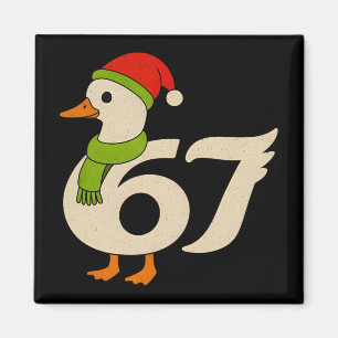Funny 67 Goose Christmas 6 7 Meme Duck Santa Hat F Magnet