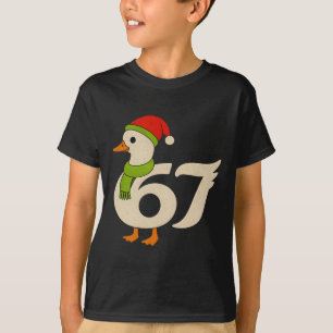 Funny 67 Goose Christmas 6 7 Meme Duck Santa Hat F T-Shirt