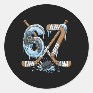 Funny 67 Ice Hockey Drip Number 67 Ice Hockey _1 Classic Round Sticker