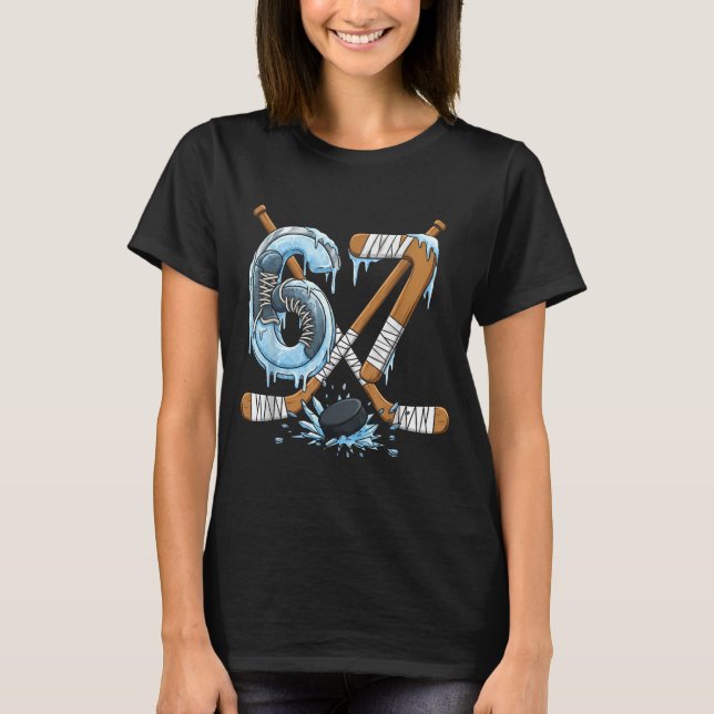 Funny 67 Ice Hockey Drip Number 67 Ice Hockey  T-Shirt (Front)
