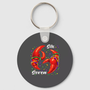 Funny 67 Mardi Gras Crawfish Meme 6 7 Beads Six Se Key Ring
