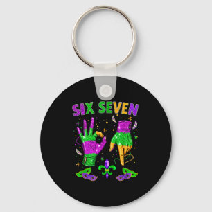 Funny 67 Mardi Gras Party 6 7 Meme Six Seven 6-7 M Key Ring