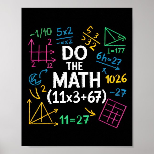Funny 67 Math Equation 100 Days Of School 100 Days Poster (Front)