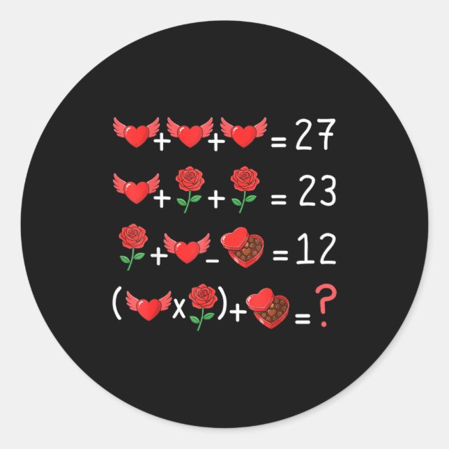 Funny 67 Math Teacher Valentine Math Teacher Women Classic Round Sticker (Front)