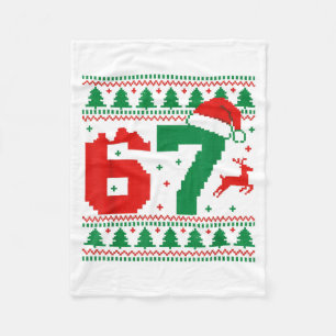 Funny 67 Meme 6 7 Ugly Sweater Christmas Kids Men  Fleece Blanket