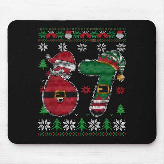 Funny 67 Meme 6 7 Ugly Sweater For Christmas Boys  Mouse Pad (Front)