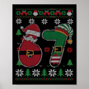 Funny 67 Meme 6 7 Ugly Sweater For Christmas Boys  Poster