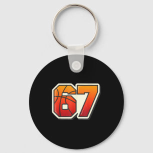 Funny 67 Meme Basketball Ice Cream Drip Six Seven  Key Ring