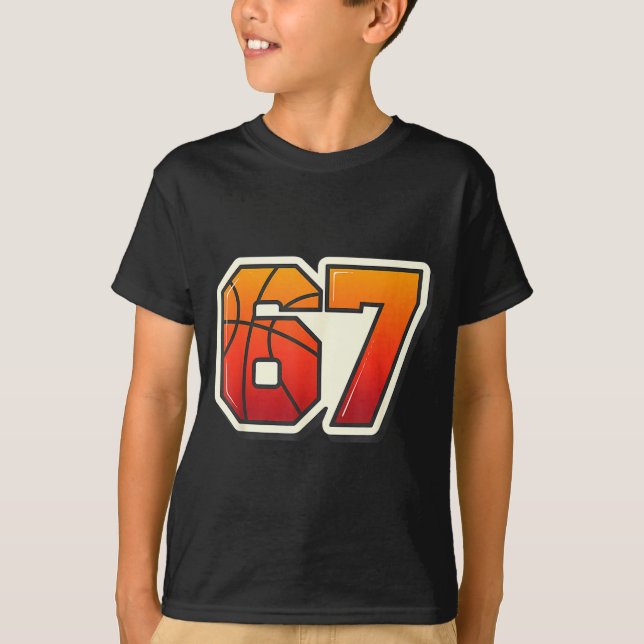 Funny 67 Meme Basketball Ice Cream Drip Six Seven  T-Shirt (Front)
