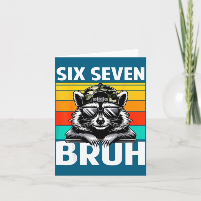 Funny 67 Meme Boys Kids Camo Hat Six Seven Bruh Ra Card (Front)