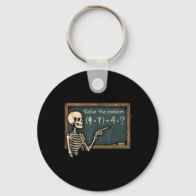 Funny 67 Meme Brainrot Joke Halloween Skeleton Mat Key Ring (Front)