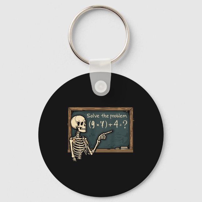 Funny 67 Meme Brainrot Joke Halloween Skeleton Mat Key Ring (Front)