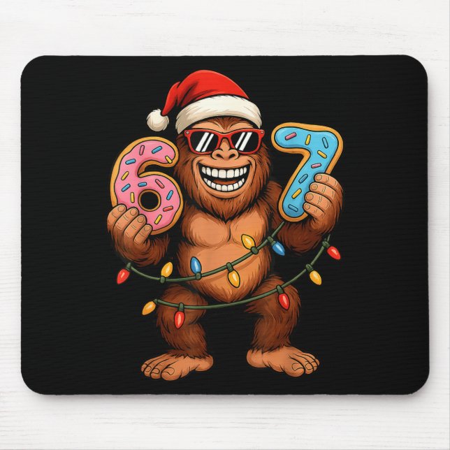 Funny 67 Meme Christmas Bigfoot For Kids Teens  Mouse Pad (Front)