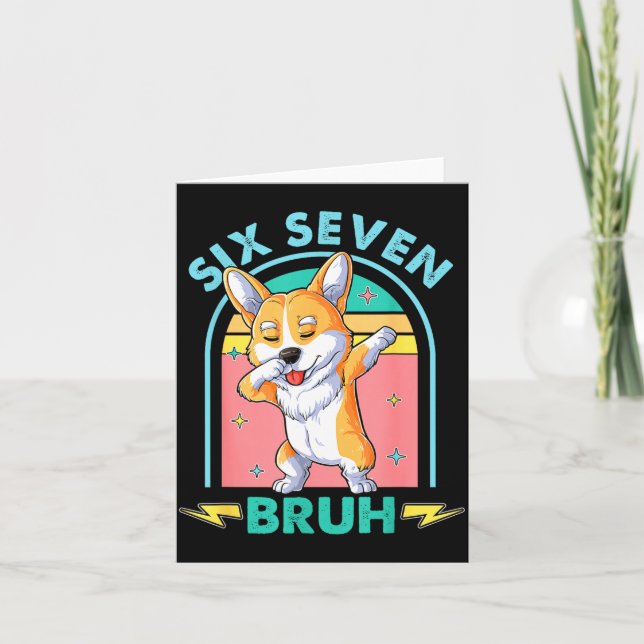 Funny 67 Meme Dog Six Seven Bruh Kids Boys Tee  Card (Front)