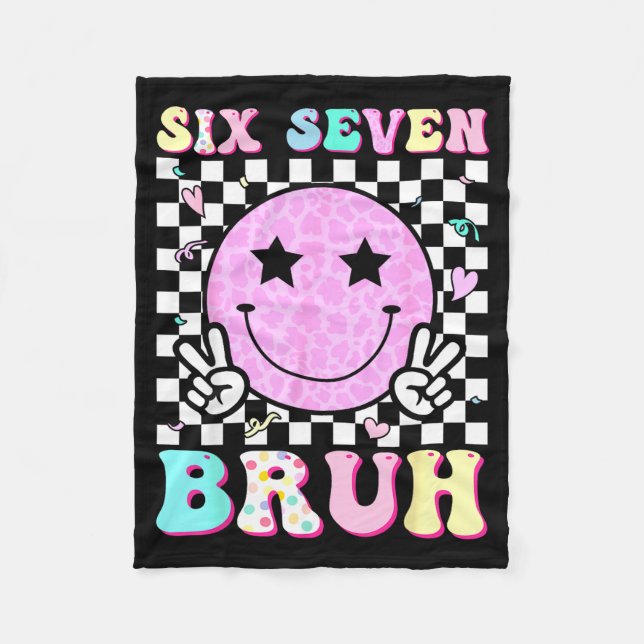 Funny 67 Meme Happy Face 6-7 Boys Kids Teens Six S Fleece Blanket (Front)