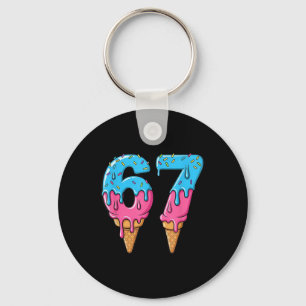 Funny 67 Meme Ice Cream Drip Six Seven Gen Z Key Ring