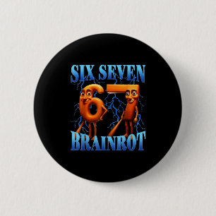 Funny 67 Meme Italian Brainrot Tung Tung Sahur Six 6 Cm Round Badge