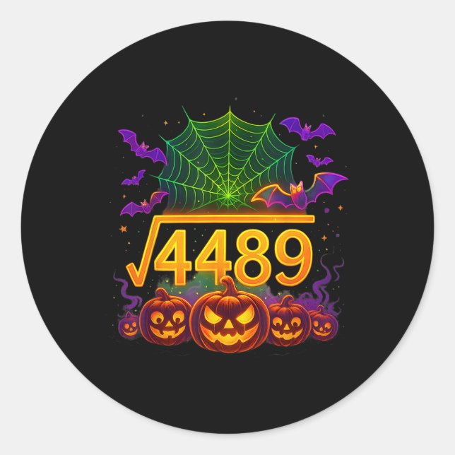 Funny 67 Meme Math Teacher 6 7 Halloween Square Ro Classic Round Sticker (Front)