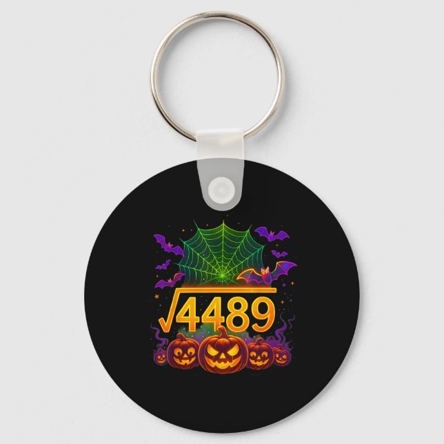 Funny 67 Meme Math Teacher 6 7 Halloween Square Ro Key Ring (Front)
