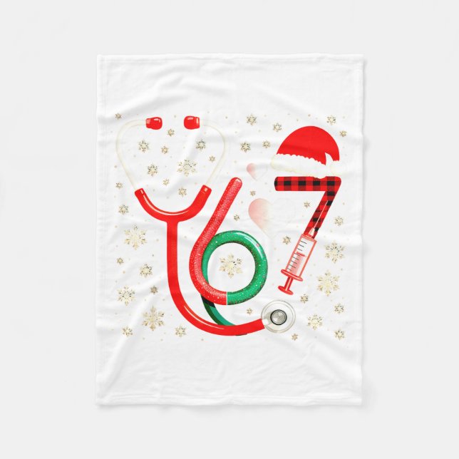 Funny 67 Meme Nurse Six Seven Nursing Festive Fleece Blanket (Front)