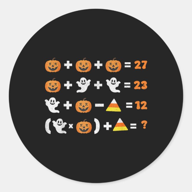 Funny 67 Meme Pumpkin Ghost Math Teacher Halloween Classic Round Sticker (Front)