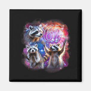 Funny 67 Meme Racoon Howling At The Moon Six Seven Magnet