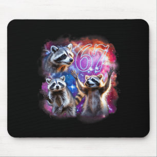 Funny 67 Meme Racoon Howling At The Moon Six Seven Mouse Pad