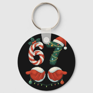 Funny 67 Meme Santa Hand Christmas Pajamas Men Wom Key Ring