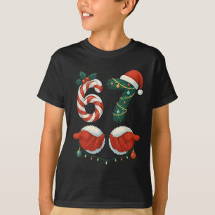 Funny 67 Meme Santa Hand Christmas Pajamas Men Wom T-Shirt