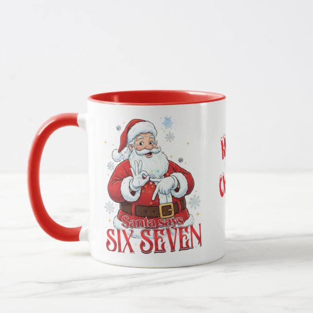 Funny 67 Meme Santa says SIX SEVEN For Christmas  Mug (Left)