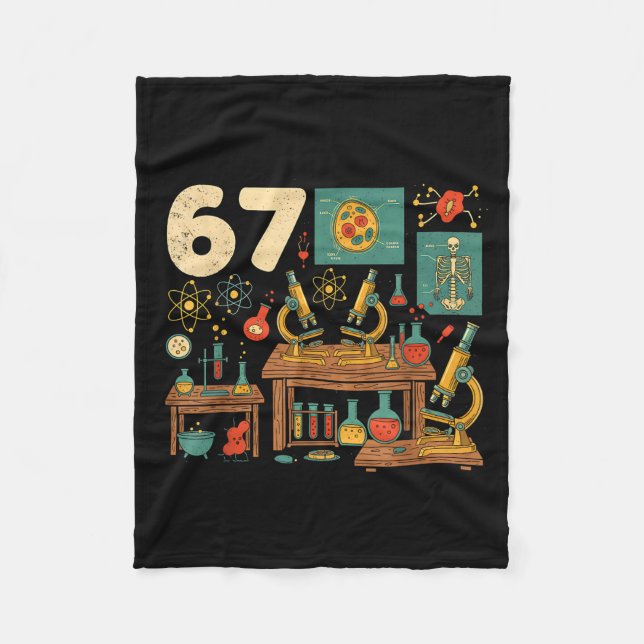 Funny 67 Meme Science Teacher Students Six Seven M Fleece Blanket (Front)