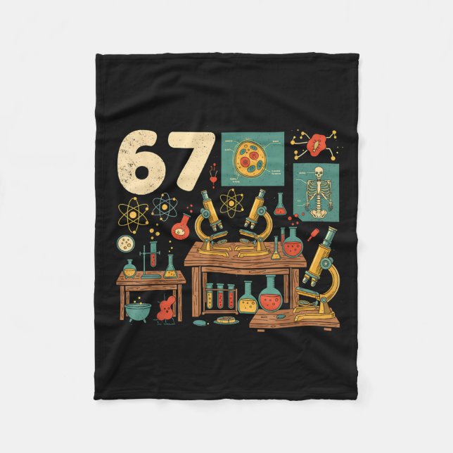 Funny 67 Meme Science Teacher Students Six Seven M Fleece Blanket (Front)