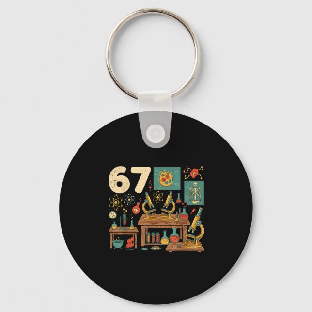 Funny 67 Meme Science Teacher Students Six Seven M Key Ring (Front)