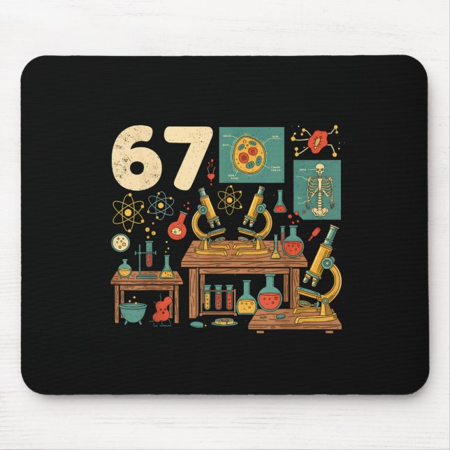 Funny 67 Meme Science Teacher Students Six Seven M Mouse Pad (Front)