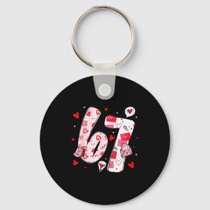 Funny 67 Meme Six Seven 6 7 Valentine Hearts  Key Ring