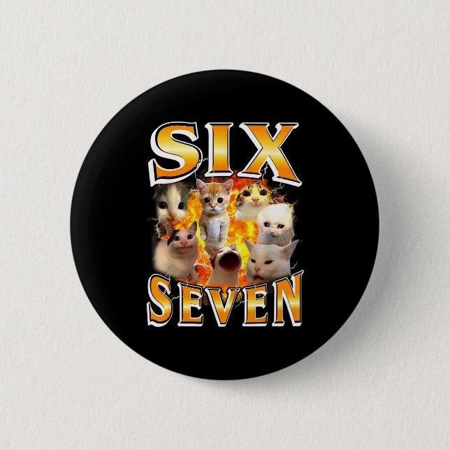 Funny 67 Meme Six Seven Cat Meme Funny Bootleg Gra 6 Cm Round Badge (Front)