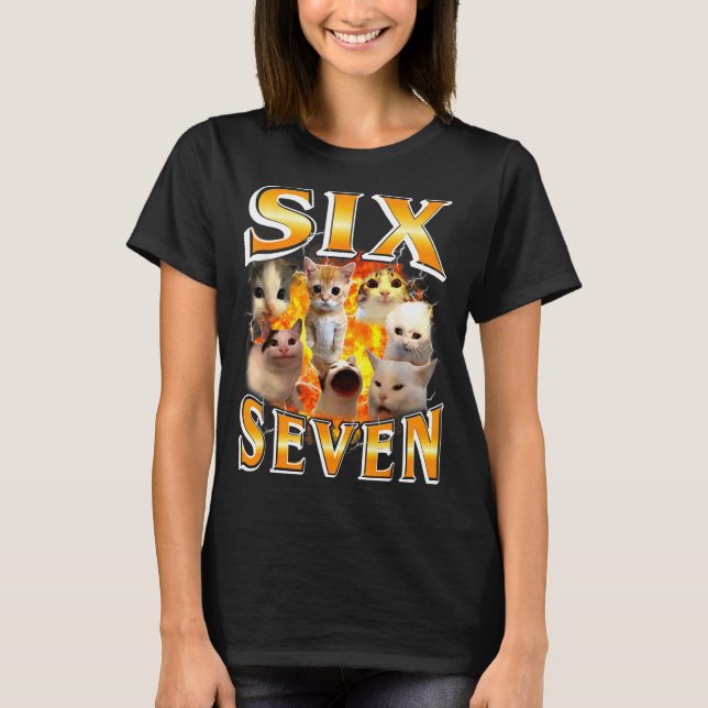 Funny 67 Meme Six Seven Cat Meme Funny Bootleg Gra T-Shirt (Front)